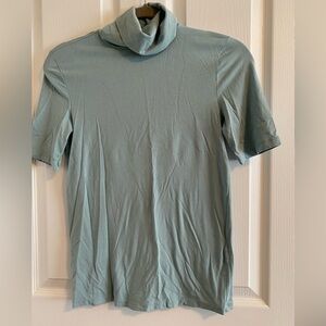 Banana republic, mint green, turtleneck, short sleeve stretchy top